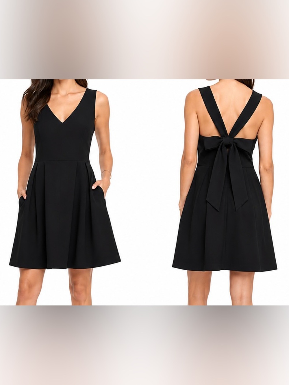 Banana Republic Bow Back V-Neck A-Line Dress Black Size 10